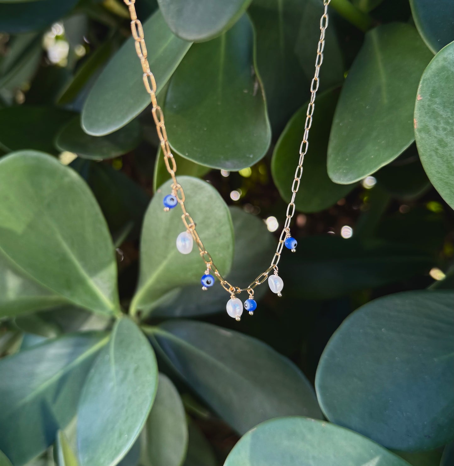 Evil Eye + Pearl Necklace