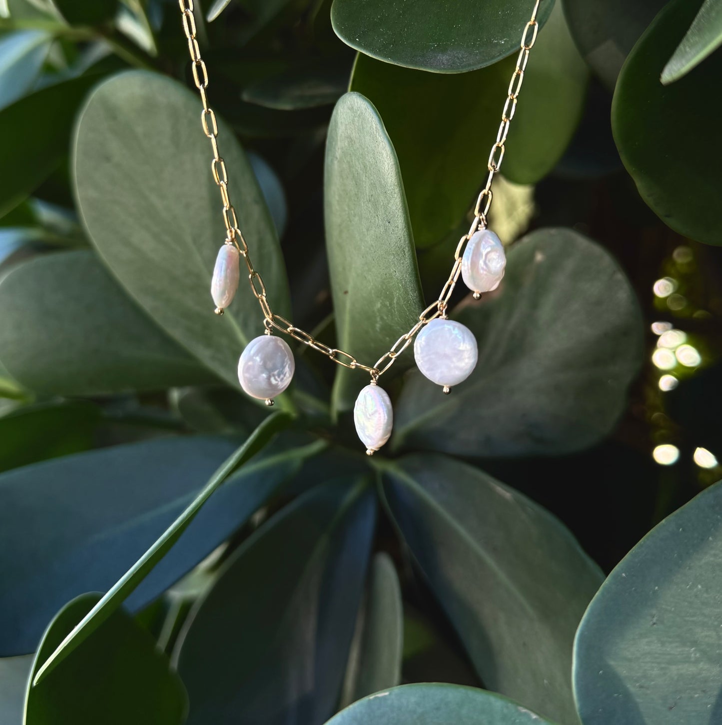 Disc Pearl Necklace