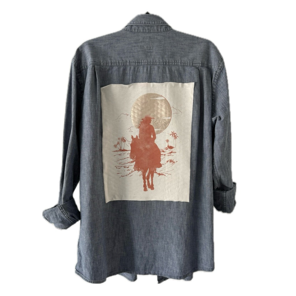 Metallic Moon Cowgirl Button Down