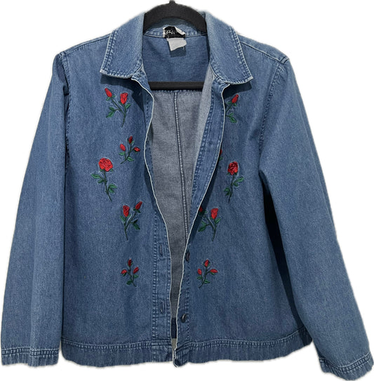 Floral Embroidered Denim Top