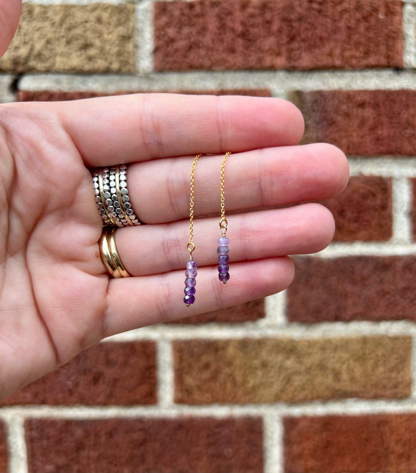 Ombré Amethyst Threaders