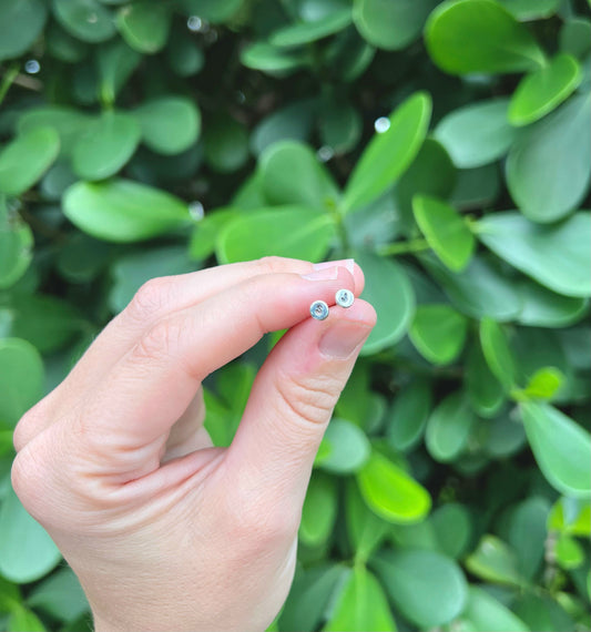 Silver Dot Initial Stud Earring