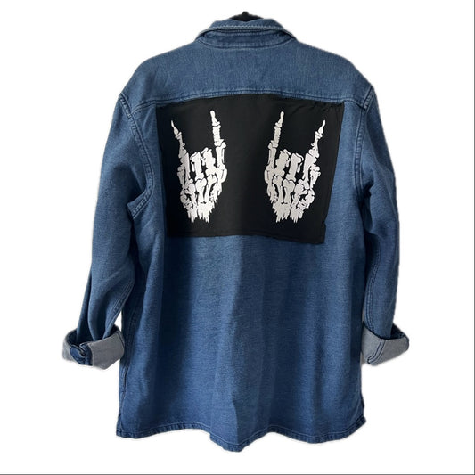 Skeleton Rock On Denim Jacket