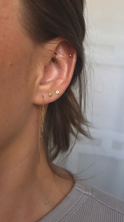 Gold Dot Initial Stud Earring