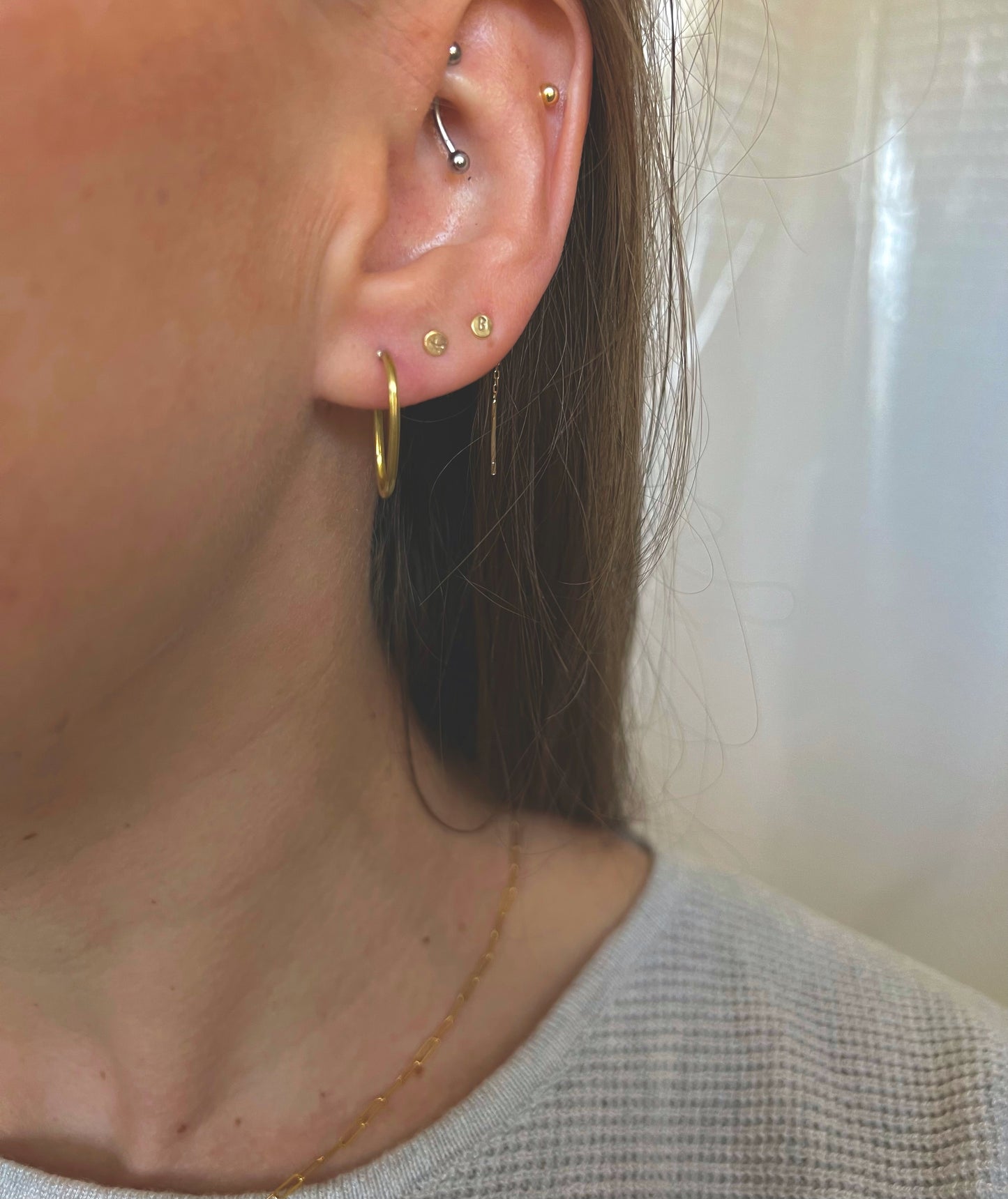Gold Dot Initial Stud Earring